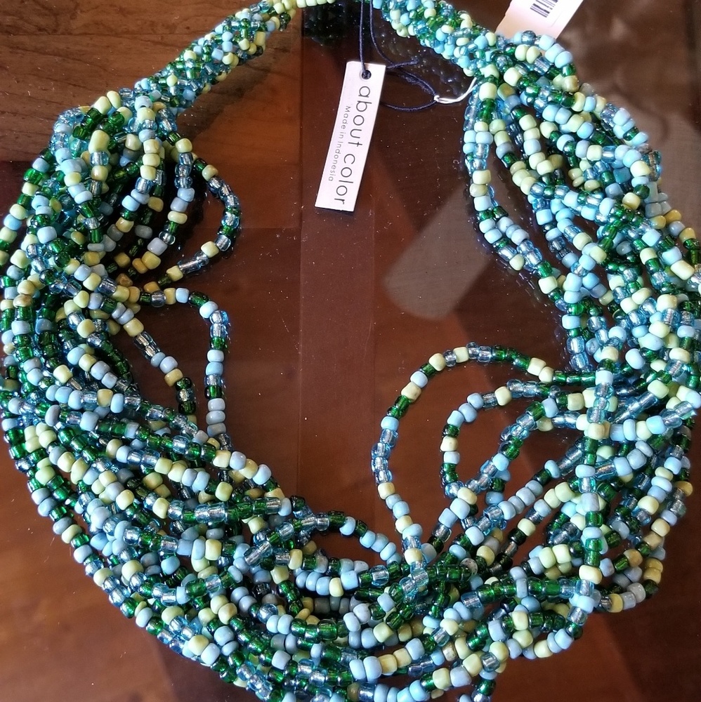 Beaded necklace from About Color green and blue